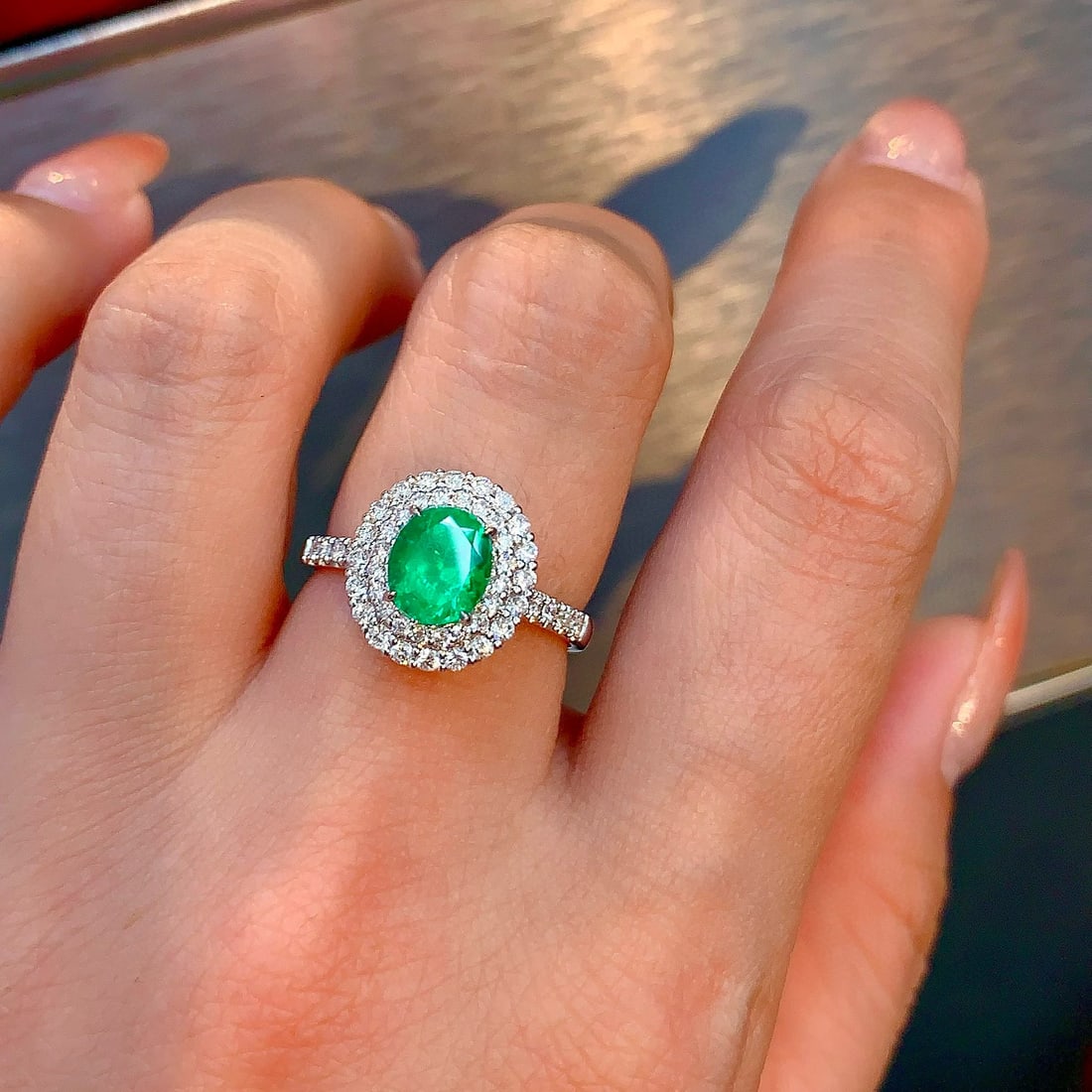 14k Gold 1.73 Ctw Natural Emerald & Diamond Ring - 5