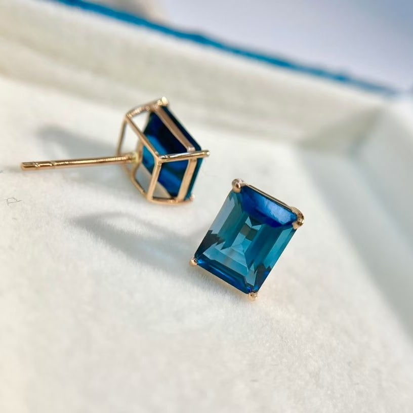 14k Gold 6.5 Ct Natural Topaz Earrings - 2