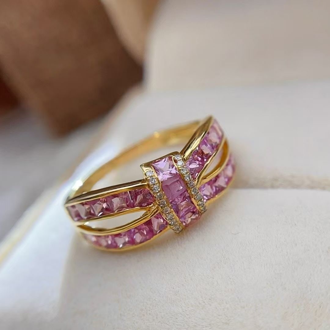 14k Gold 2.6 Ctw Natural Padparadscha Sapphire & Diamond Ring - 2