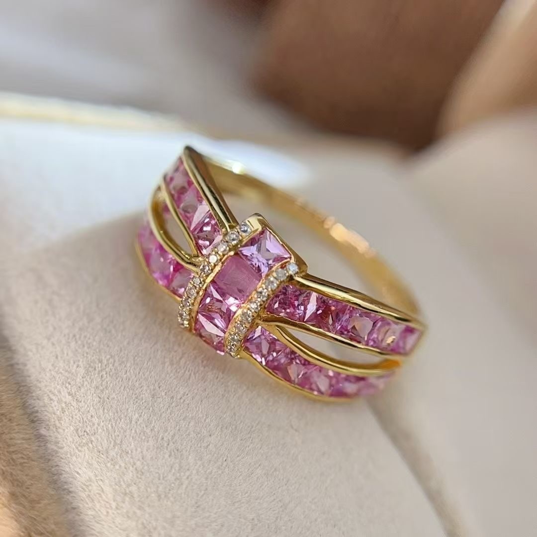 14k Gold 2.6 Ctw Natural Padparadscha Sapphire & Diamond Ring - 3