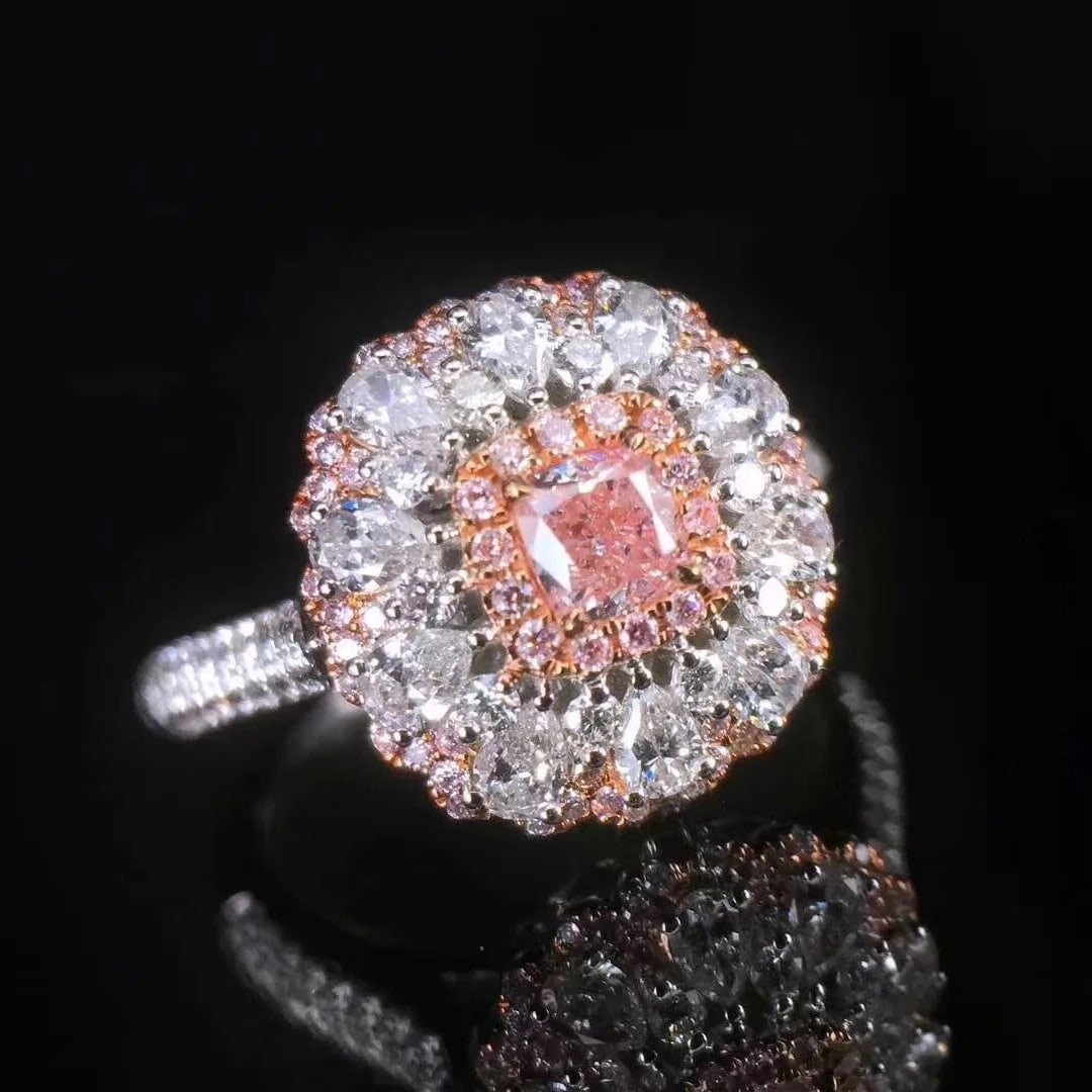 Gia Certified 14k Gold 1.18 Ctw Natural Pink Diamond & Diamond Ring/pendant( Without Chain ) - 2