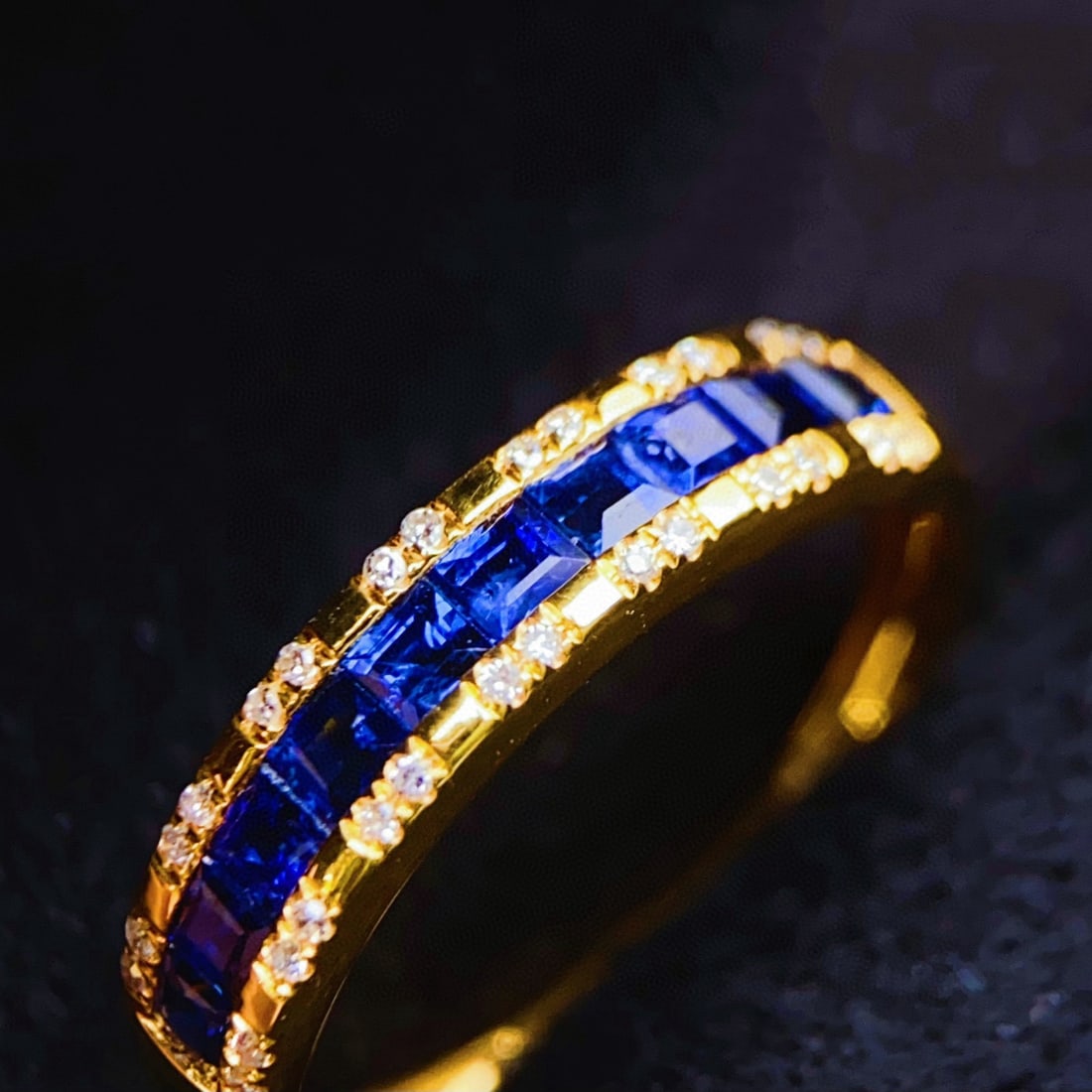 14k Gold 1 Ct Natural Sapphire & Diamond Ring - 6
