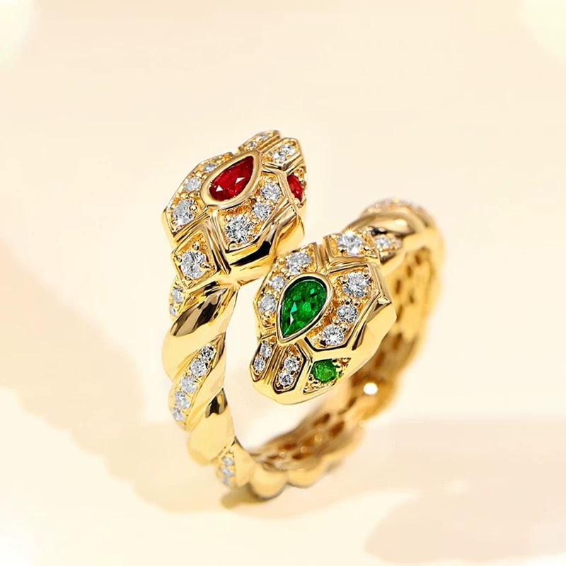 14k Gold 0.38 Ctw Natural Emerald & Ruby Ring - 2