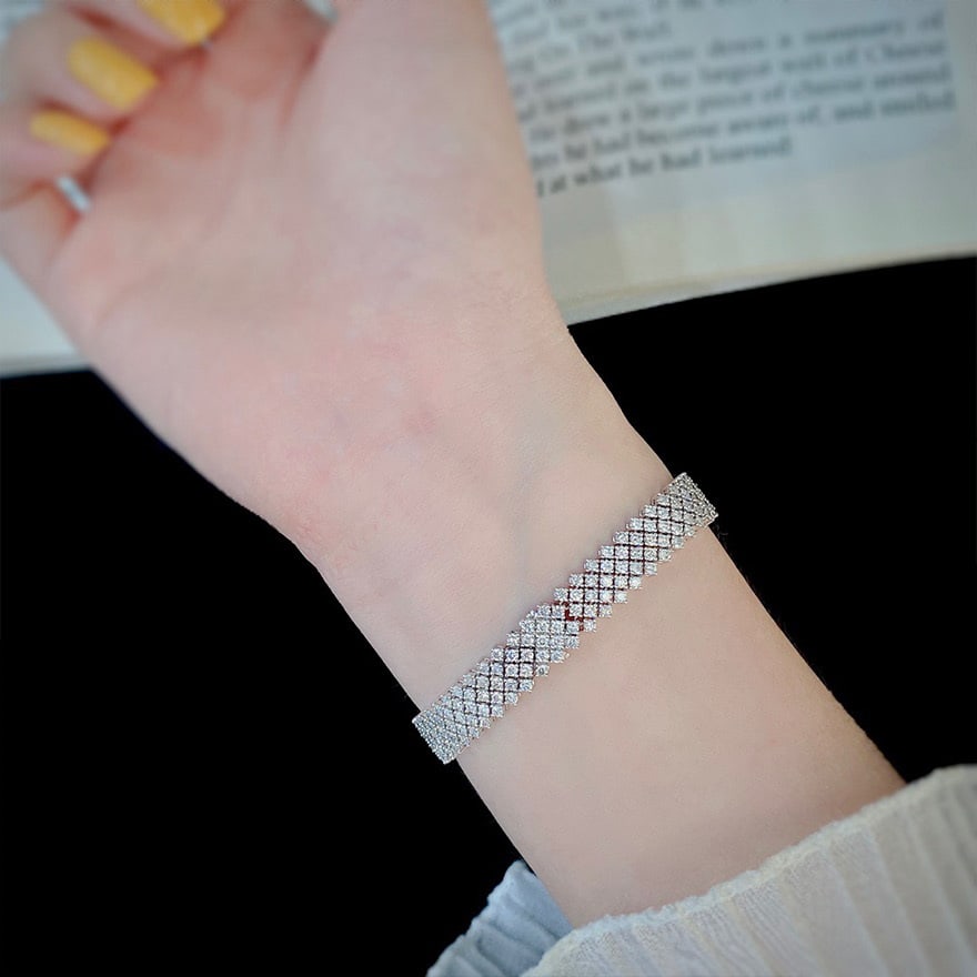 14k Gold 5.5 Ct Natural H Diamond Bracelet - 2