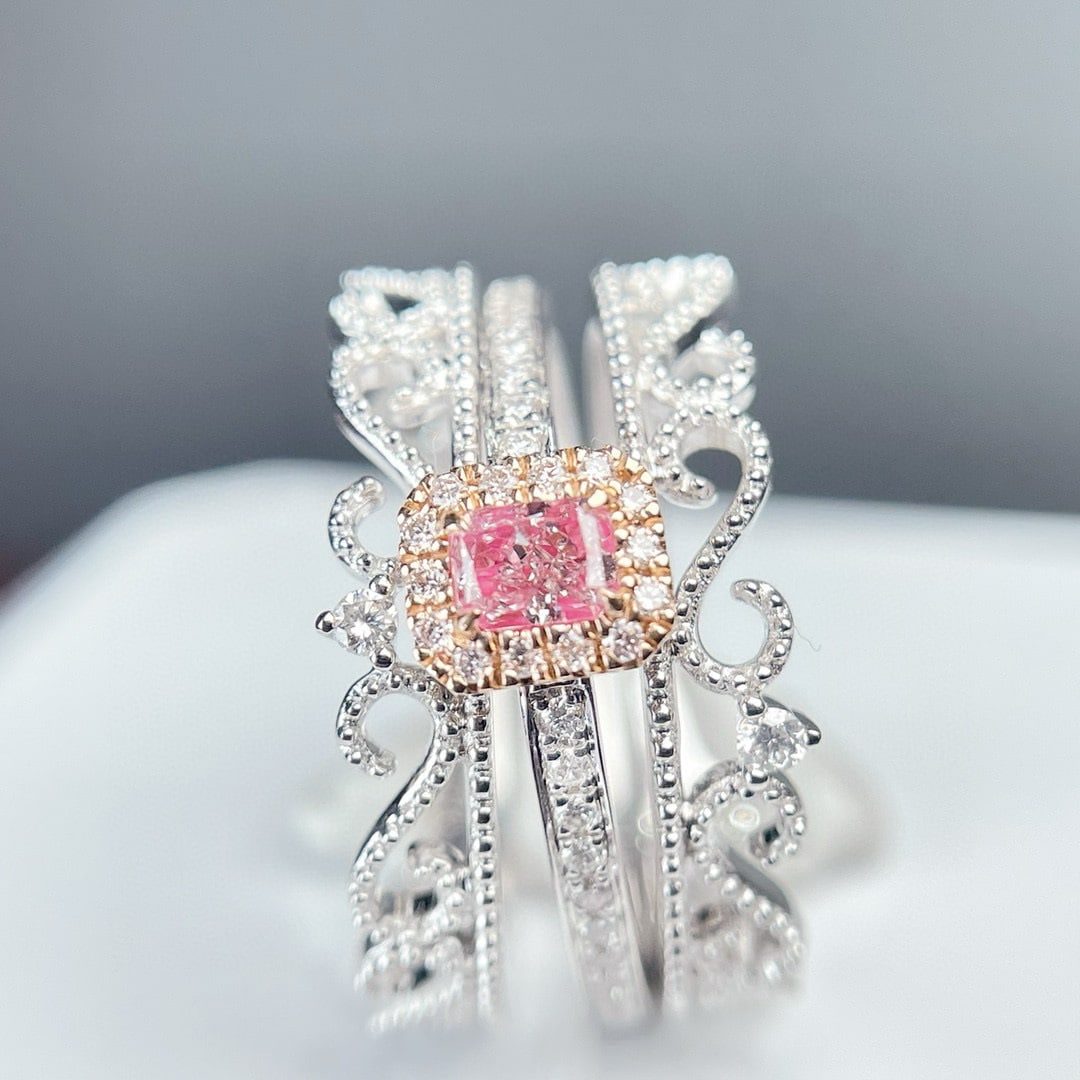 14k Gold 0.28 Ctw Natural Pink Diamond & Diamond Ring - 3