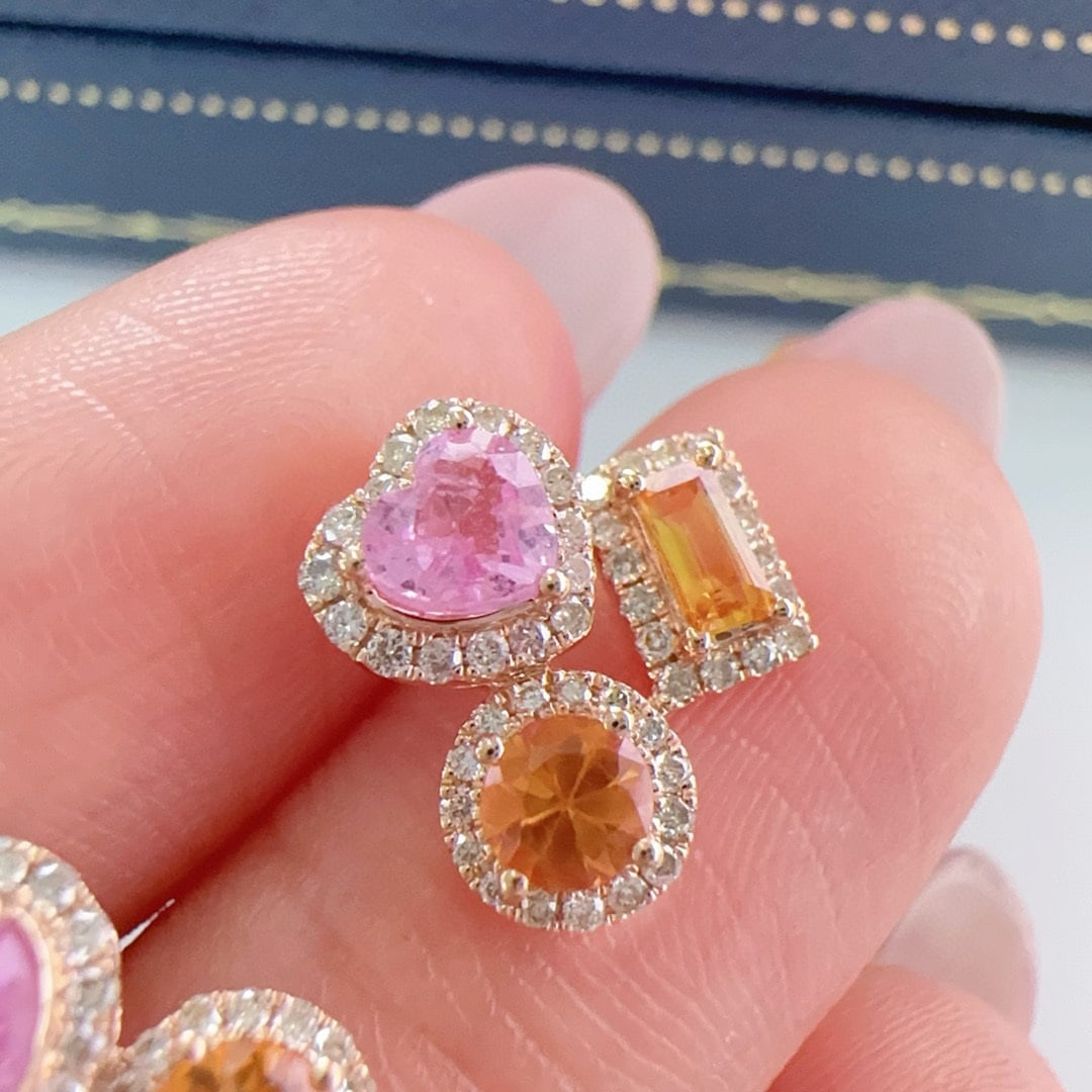 14k Gold 1.48 Ctw Natural Sapphire & Diamond Earrings - 3