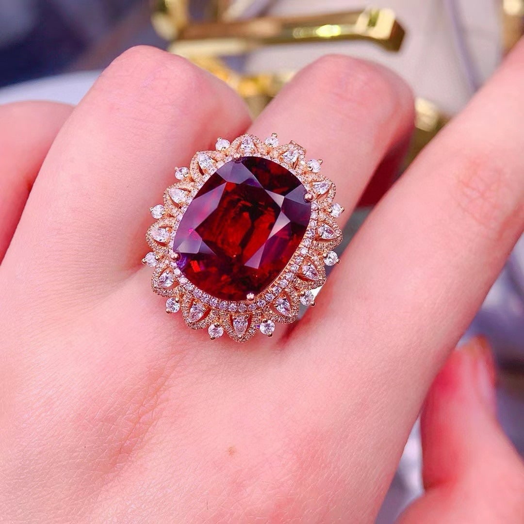 14k Gold 15.58 Ct Natural Tourmaline & Diamond Ring/pendant( Without Chain ) - 6