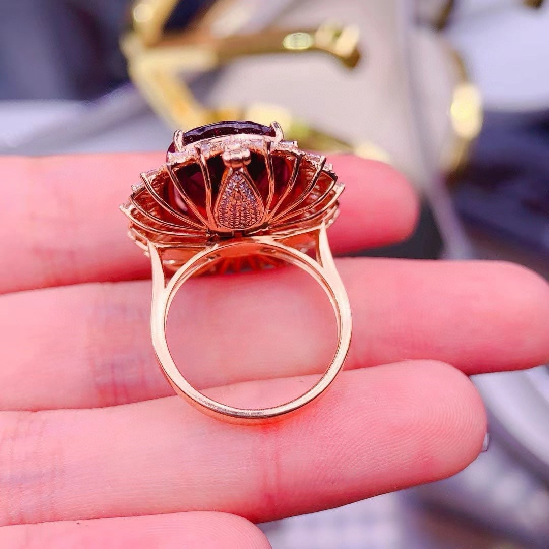 14k Gold 15.58 Ct Natural Tourmaline & Diamond Ring/pendant( Without Chain ) - 8