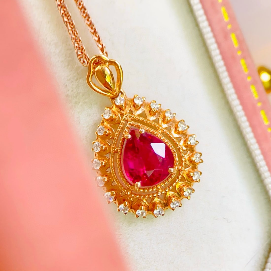 14k Gold 1.35 Ct Natural Tourmaline & Diamond Pendant( Without Chain ) - 4