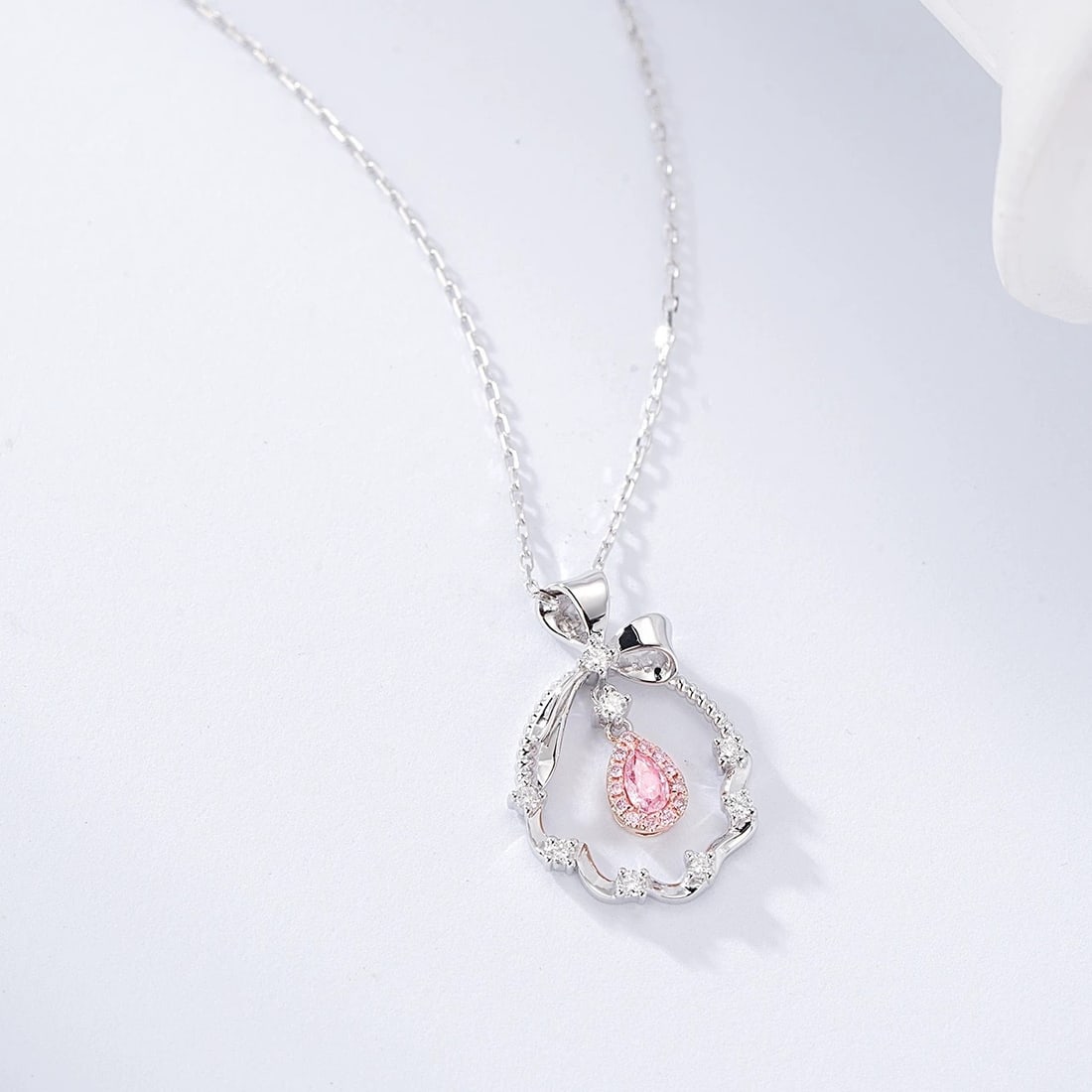 14k Gold 0.22 Ctw Natural Pink Diamond & Diamond Necklace - 2