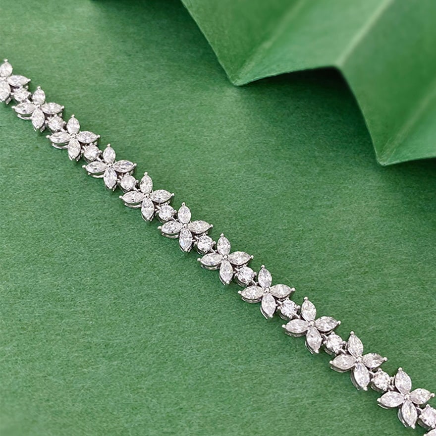 14k Gold 4.8 Ct Natural H Diamond Bracelet - 5