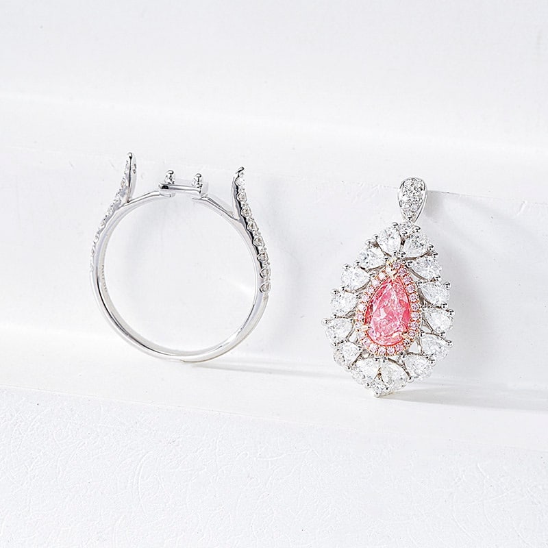 14k Gold 2.28 Ctw Natural Pink Diamond & Diamond Ring/pendant( Without Chain ) - 4