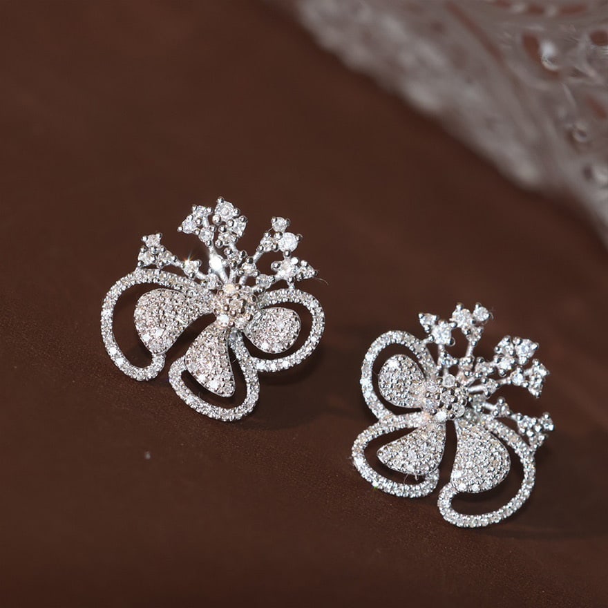 14k Gold 0.60 Ct Natural H Diamond Earrings - 6