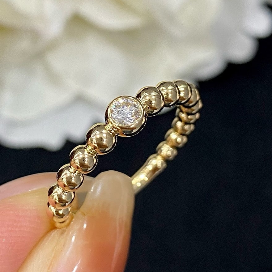 14k Gold 0.10 Ct Natural H Diamond Ring - 5