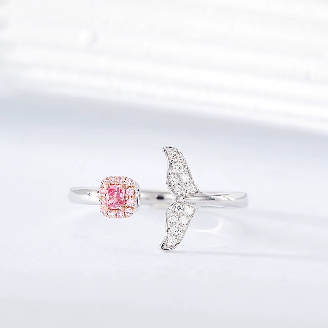 14k Gold 0.16 Ctw Natural Pink Diamond & Diamond Ring - 4