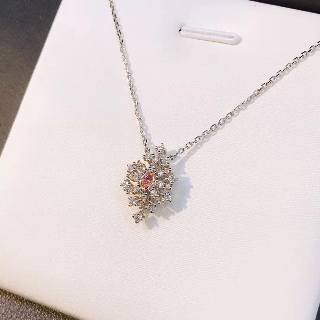 14k Gold 0.45 Ctw Natural Pink Diamond & Diamond Necklace - 4