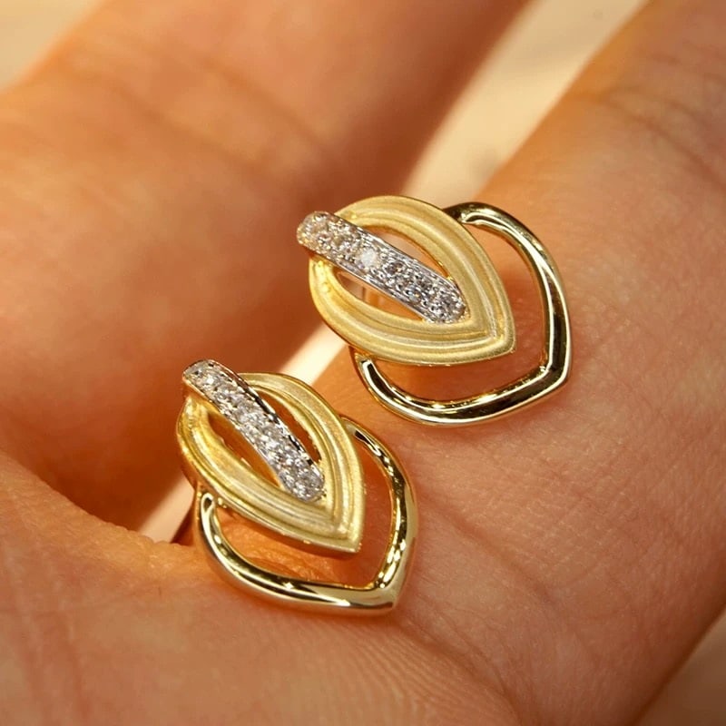 14k Gold 0.08 Ct Natural H Diamond Earrings - 3