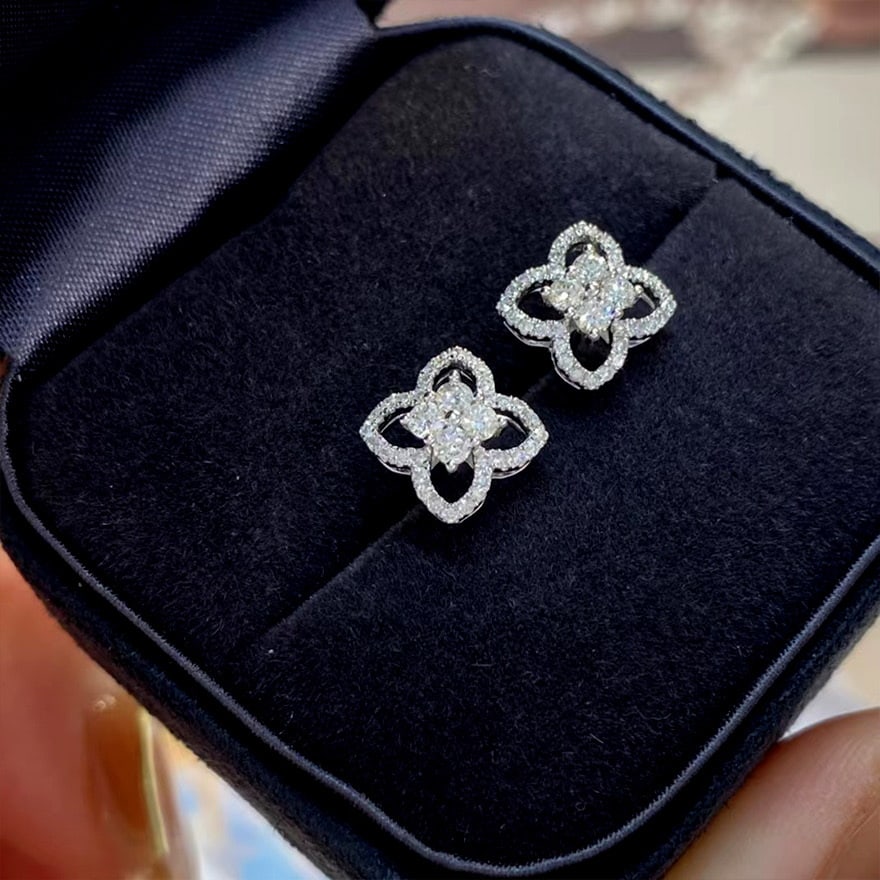 14k Gold 0.42 Ct Natural H Diamond Earrings - 3