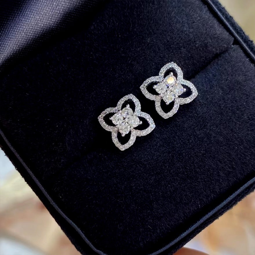 14k Gold 0.42 Ct Natural H Diamond Earrings - 4