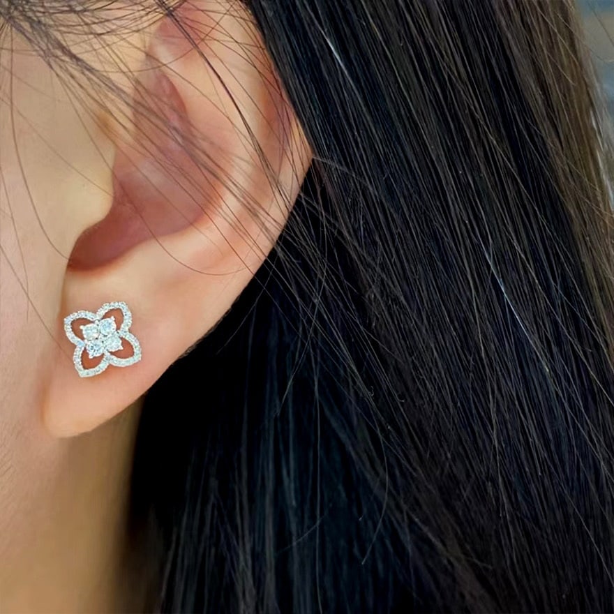 14k Gold 0.42 Ct Natural H Diamond Earrings - 5