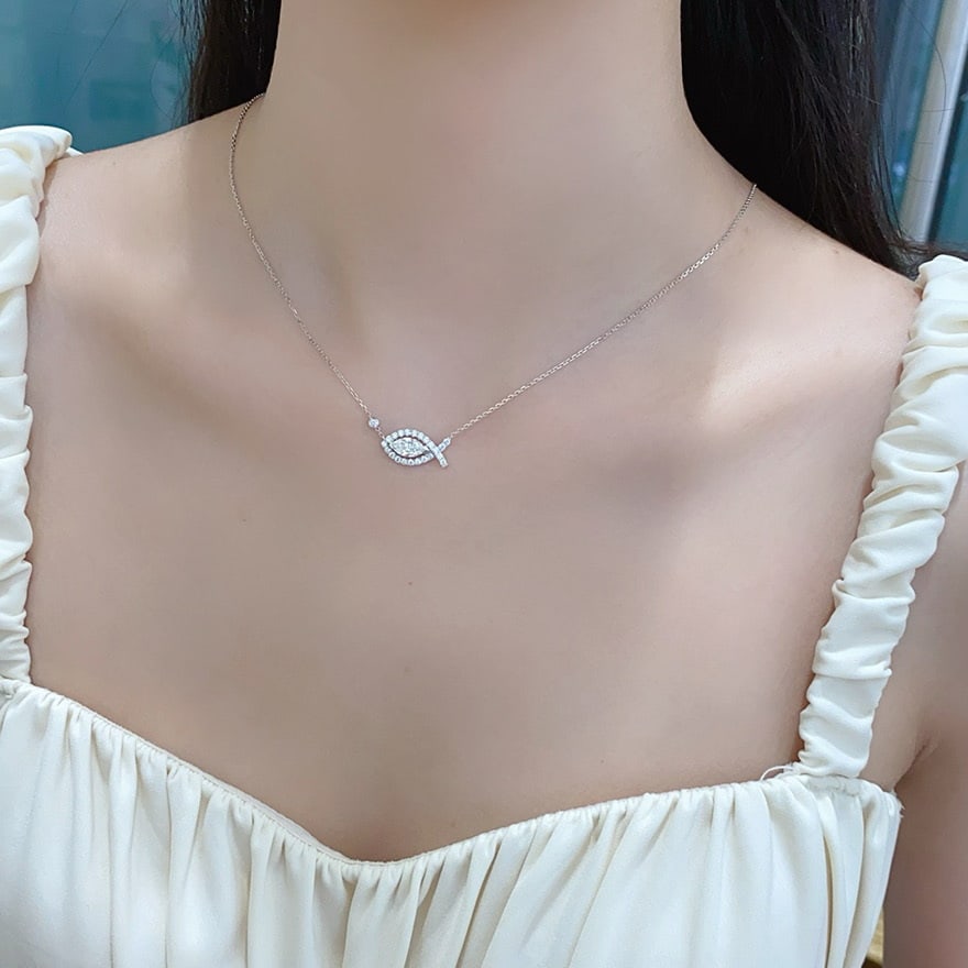 14k Gold 0.50 Ct Natural H Diamond Necklace - 2