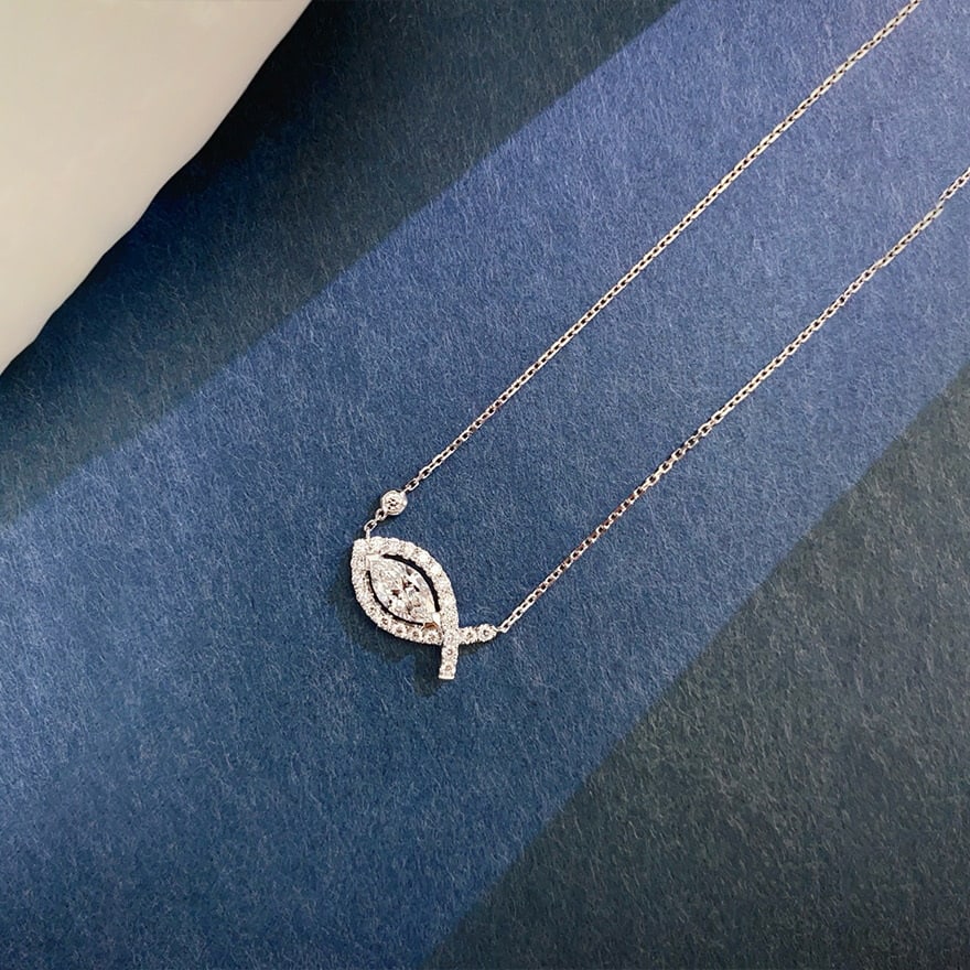 14k Gold 0.50 Ct Natural H Diamond Necklace - 3