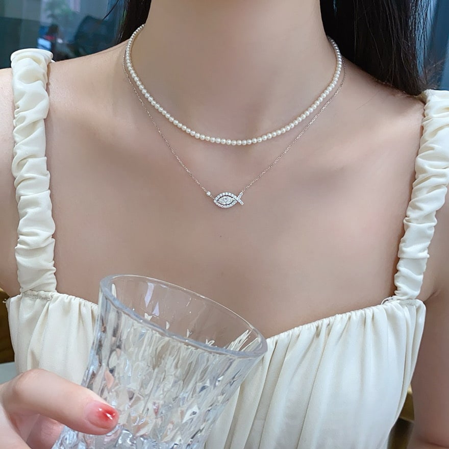 14k Gold 0.50 Ct Natural H Diamond Necklace - 7