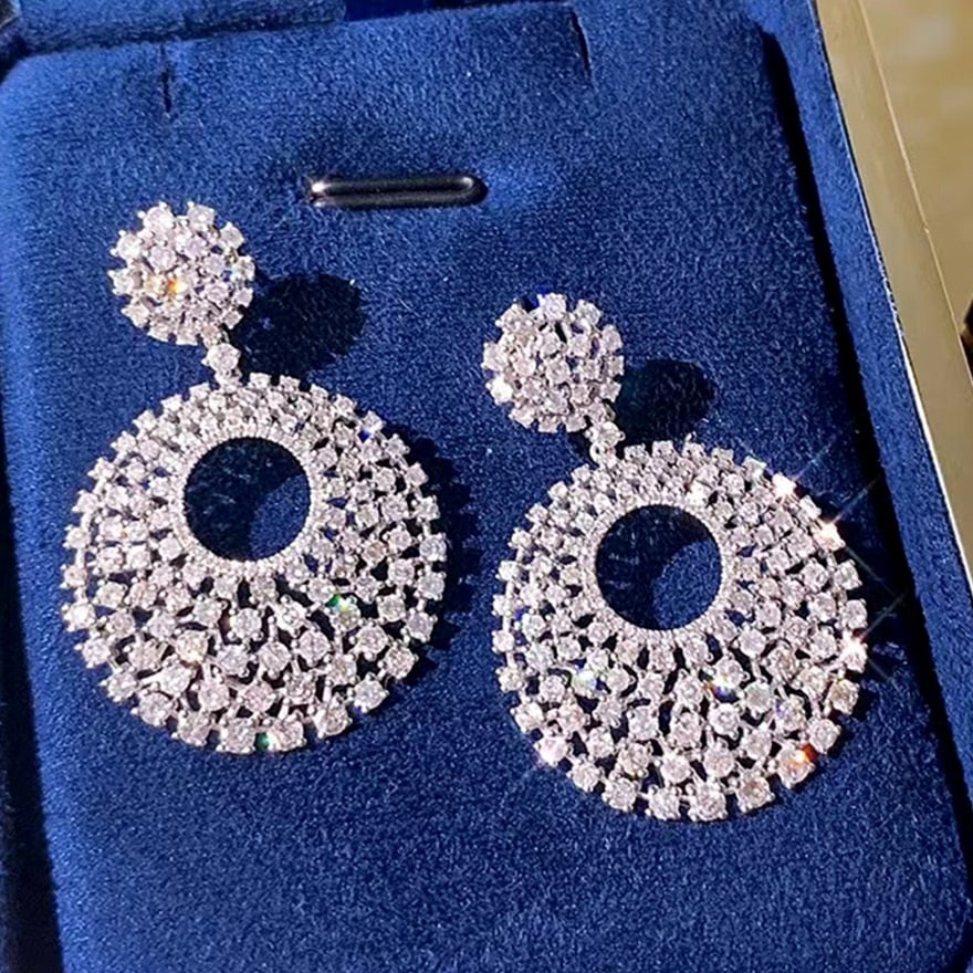 14k Gold 3.5 Ct Natural H Diamond Earrings - 3