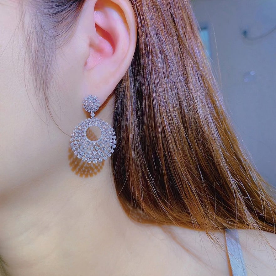 14k Gold 3.5 Ct Natural H Diamond Earrings - 6