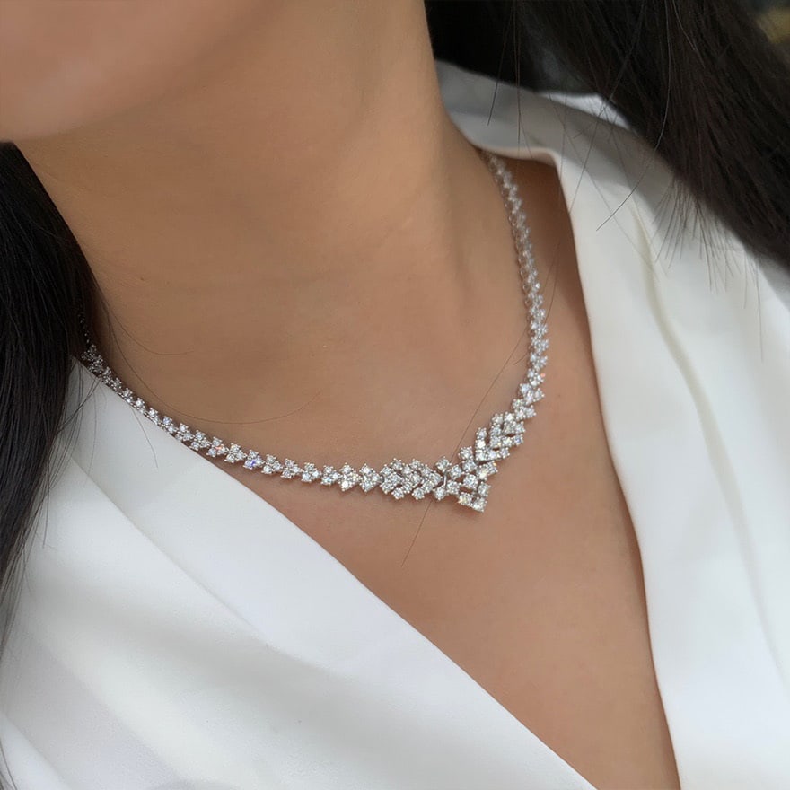 14k Gold 5.8 Ct Natural H Diamond Necklace - 3