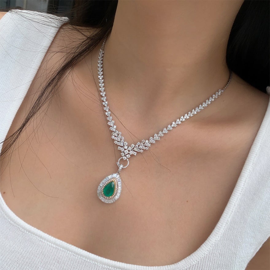 14k Gold 5.8 Ct Natural H Diamond Necklace - 4