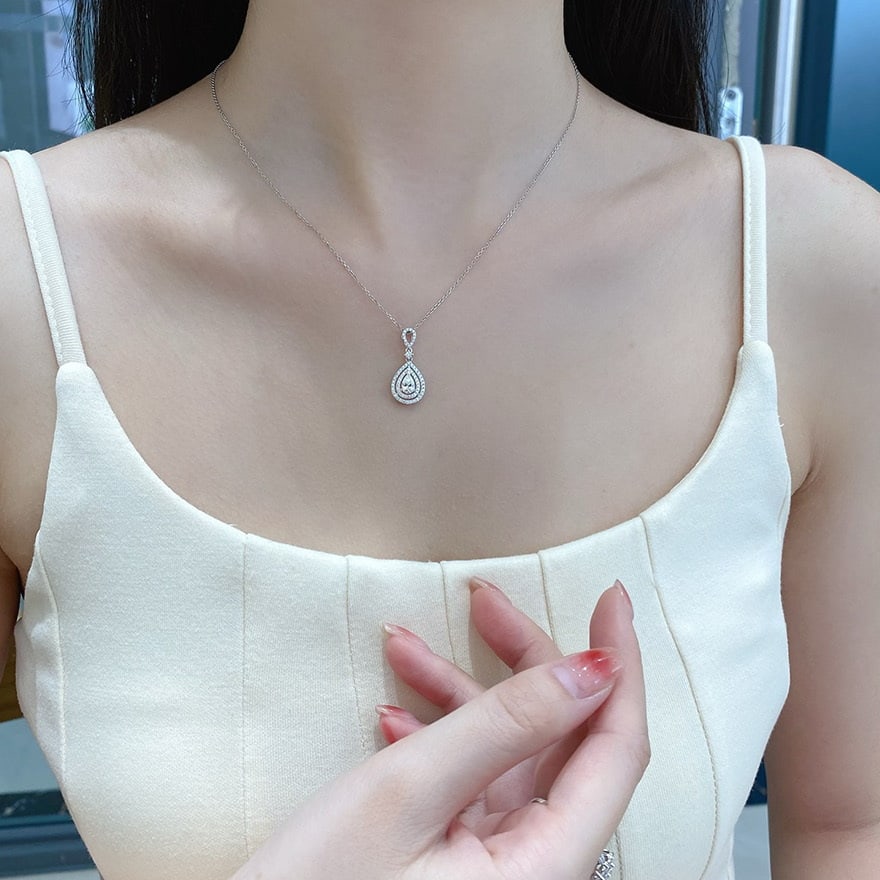 Gia Certified 14k Gold 0.3 Ct Natural J Vs2 Pear Diamond Pendant( Without Chain ) - 2