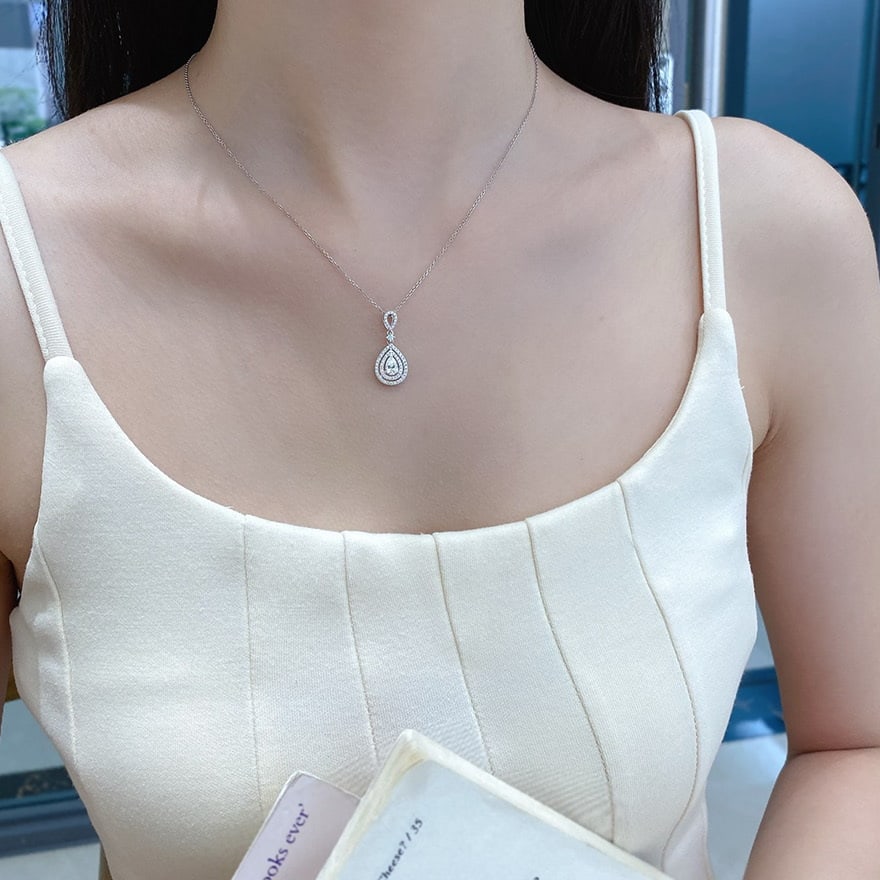 Gia Certified 14k Gold 0.3 Ct Natural J Vs2 Pear Diamond Pendant( Without Chain ) - 5