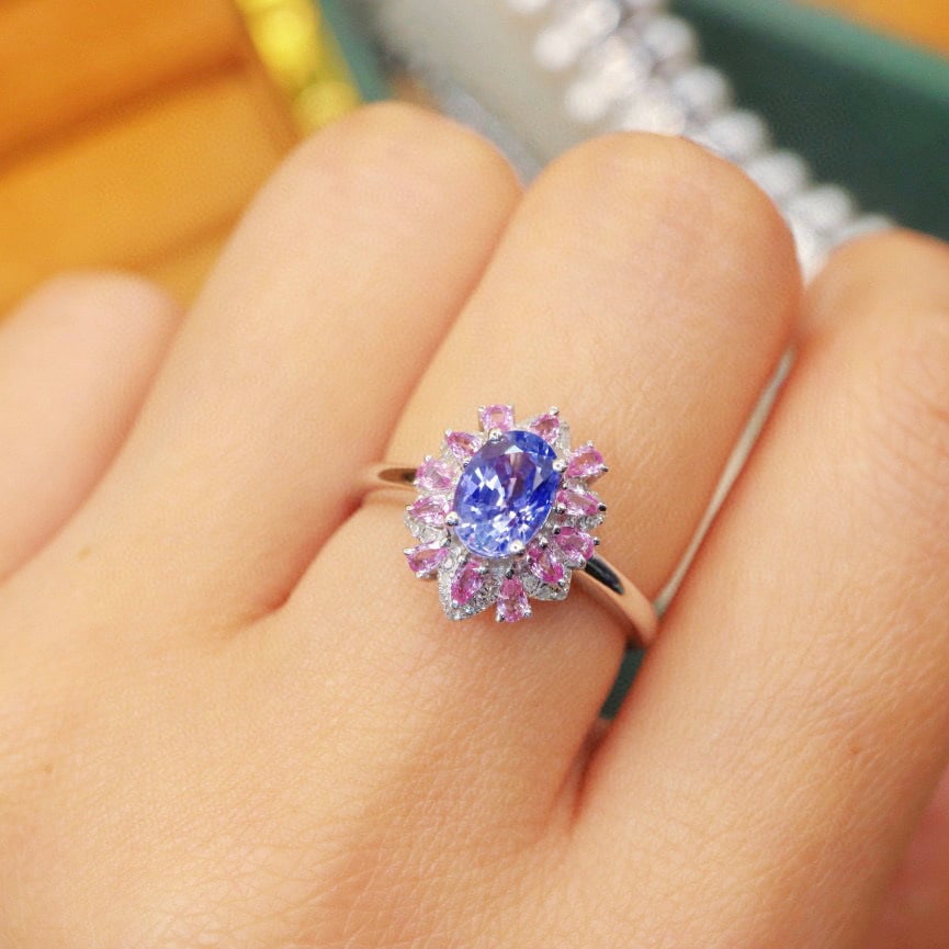 14k Gold 1.29 Ctw Natural Sapphire & Diamond Ring - 5