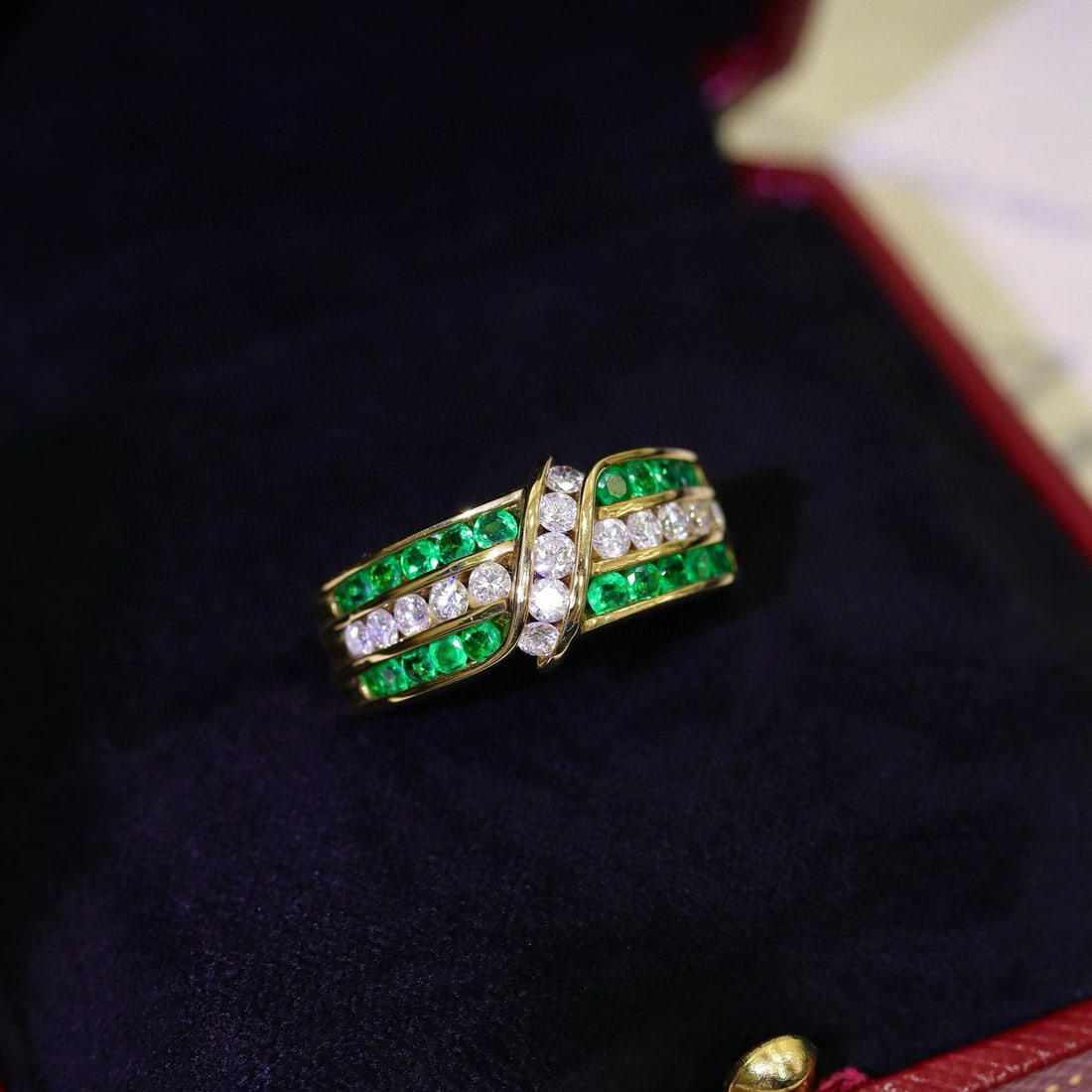 14k Gold 1.29 Ctw Vivid Green Natural Emerald & Diamond Ring - 6