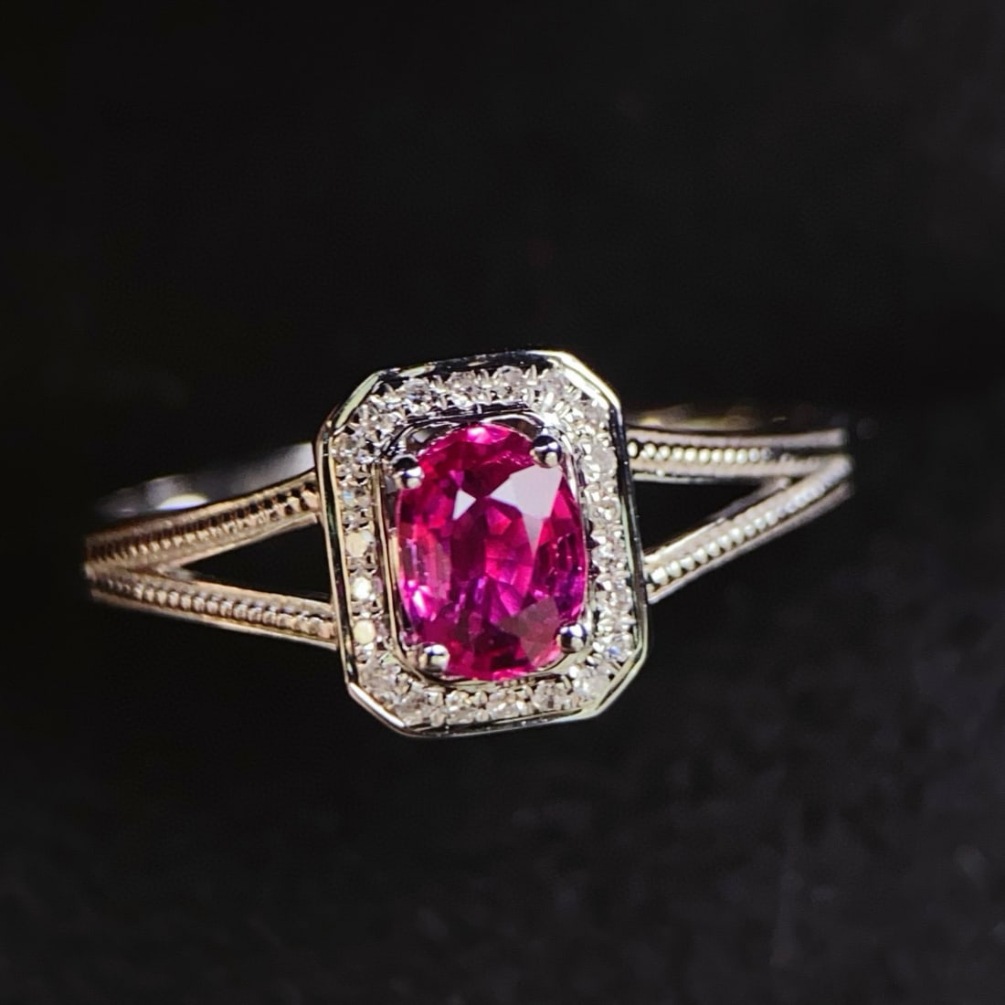 14k Gold 0.6 Ct Natural Ruby & Diamond Ring - 2