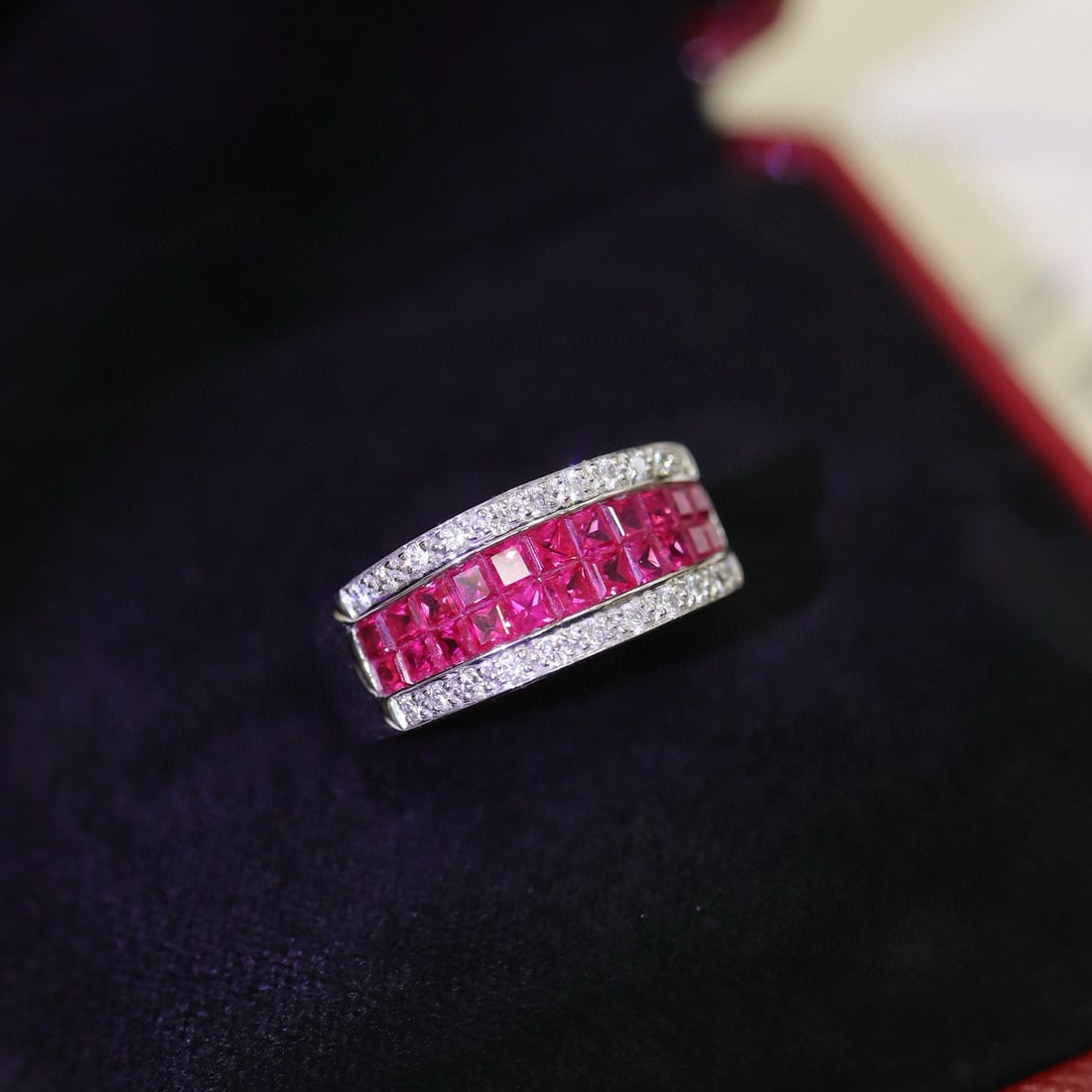 14k Gold 1.62 Ctw Natural Ruby & Diamond Ring: Ref:230947210 // gold content:14k gold // ring size:7. 25us // // main gemstone:ruby // shape:square // carat weight:1. 34ct // color:red // treatment:natural // // adjacent gemstone 2 : diamond