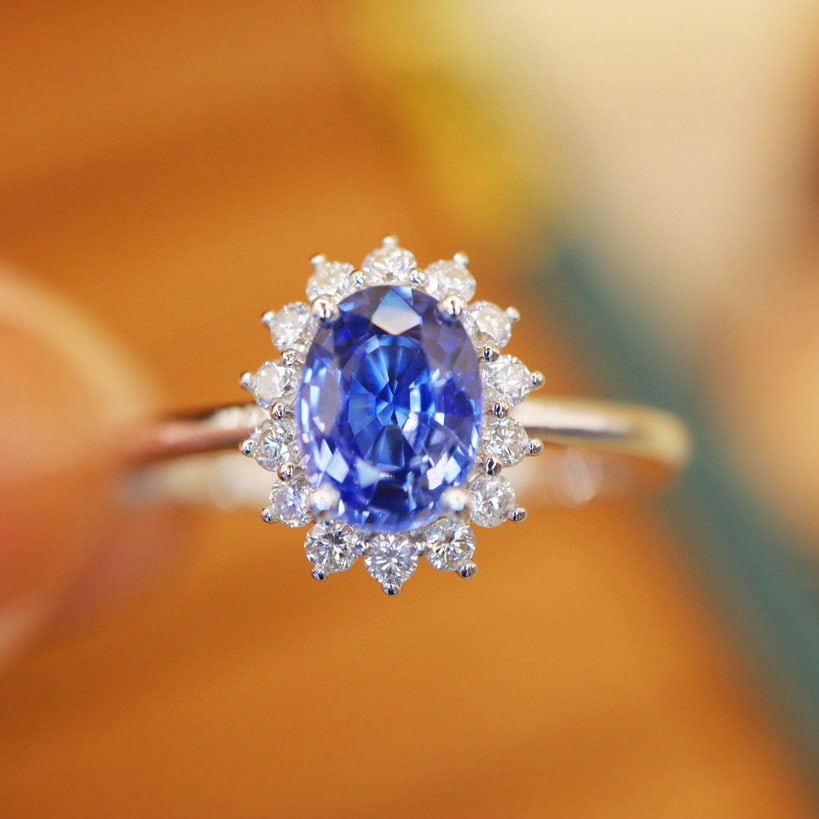 14k Gold 1.31 Ctw Natural Sapphire & Diamond Ring - 6