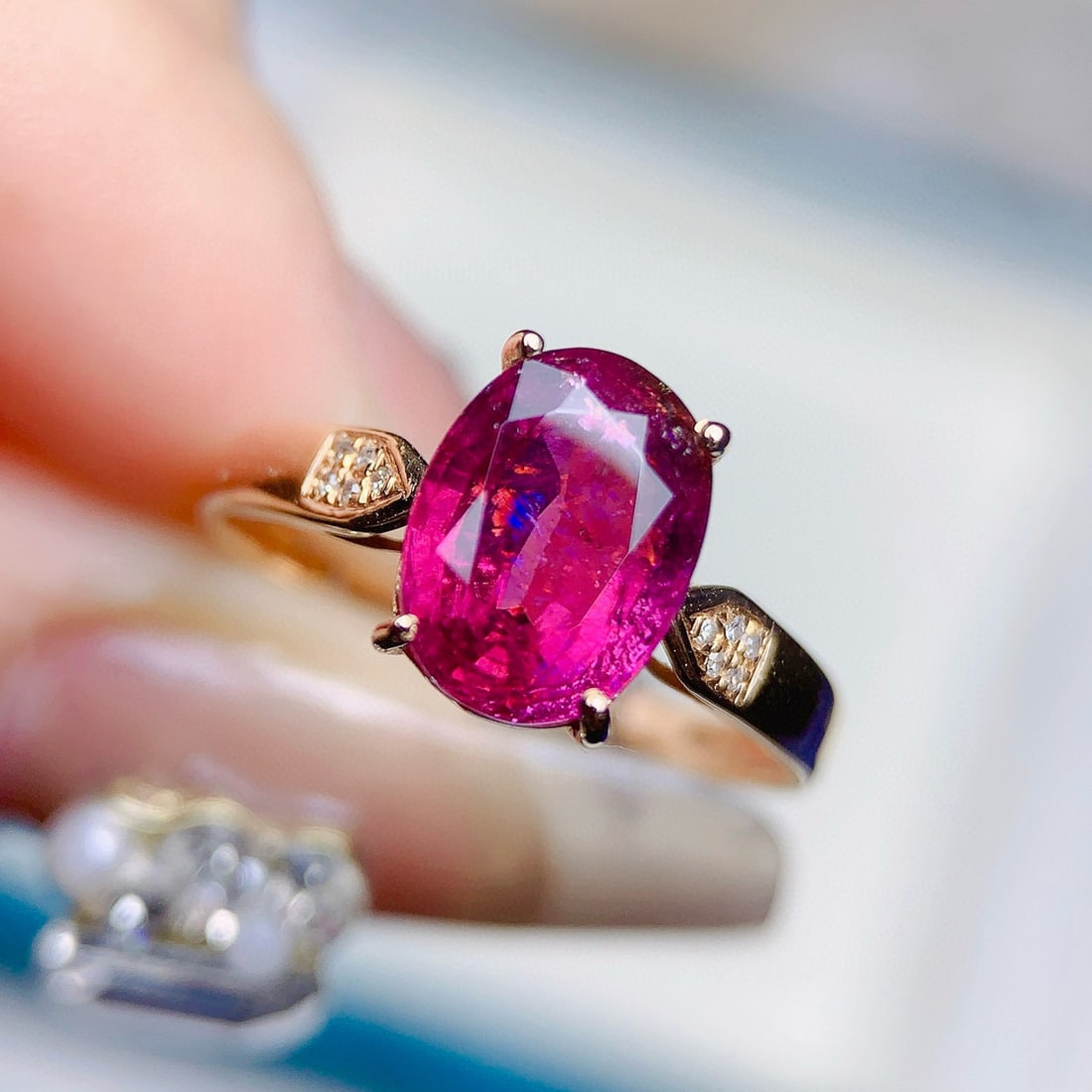 14k Gold 2.78 Ctw Natural Tourmaline & Diamond Ring - 2