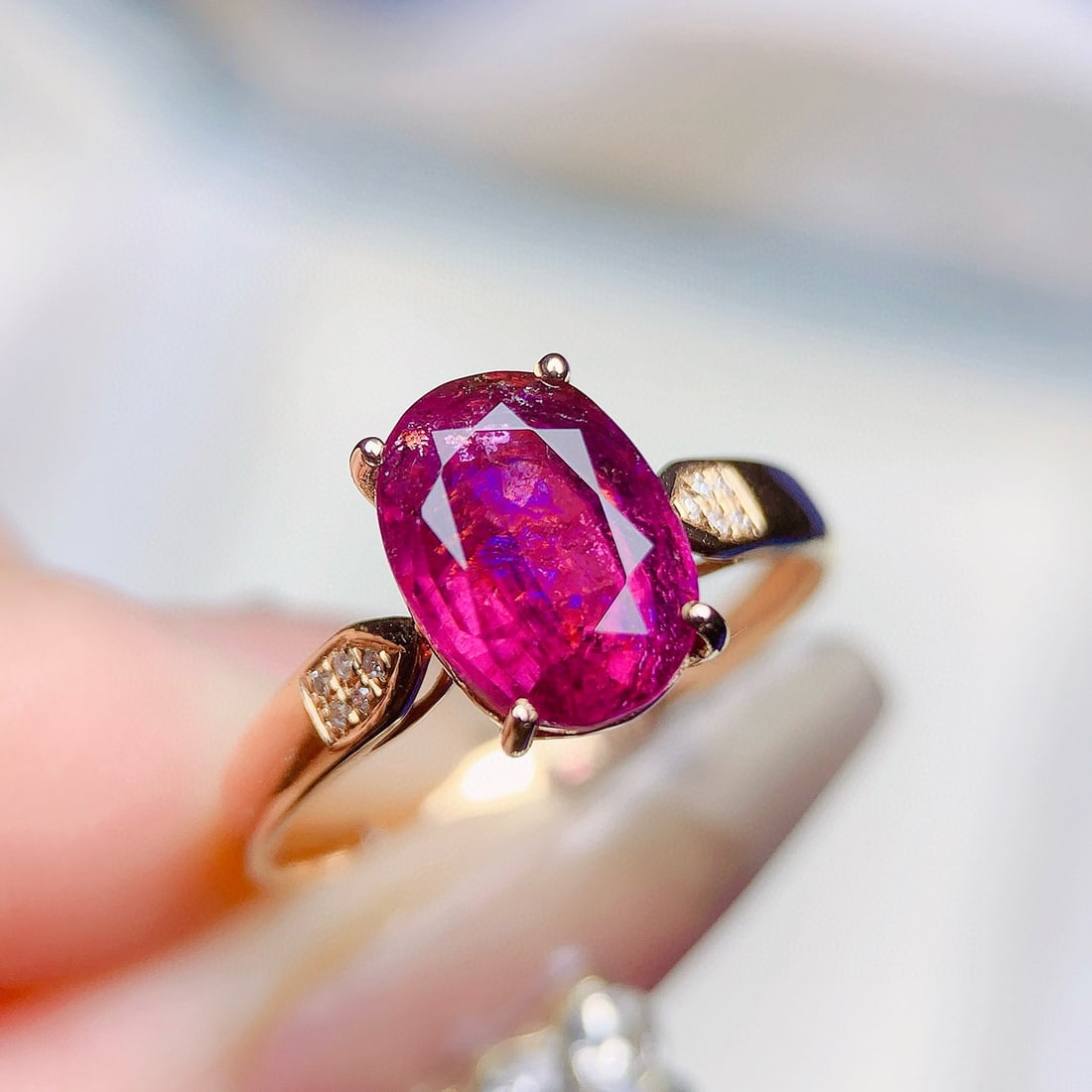 14k Gold 2.78 Ctw Natural Tourmaline & Diamond Ring - 6