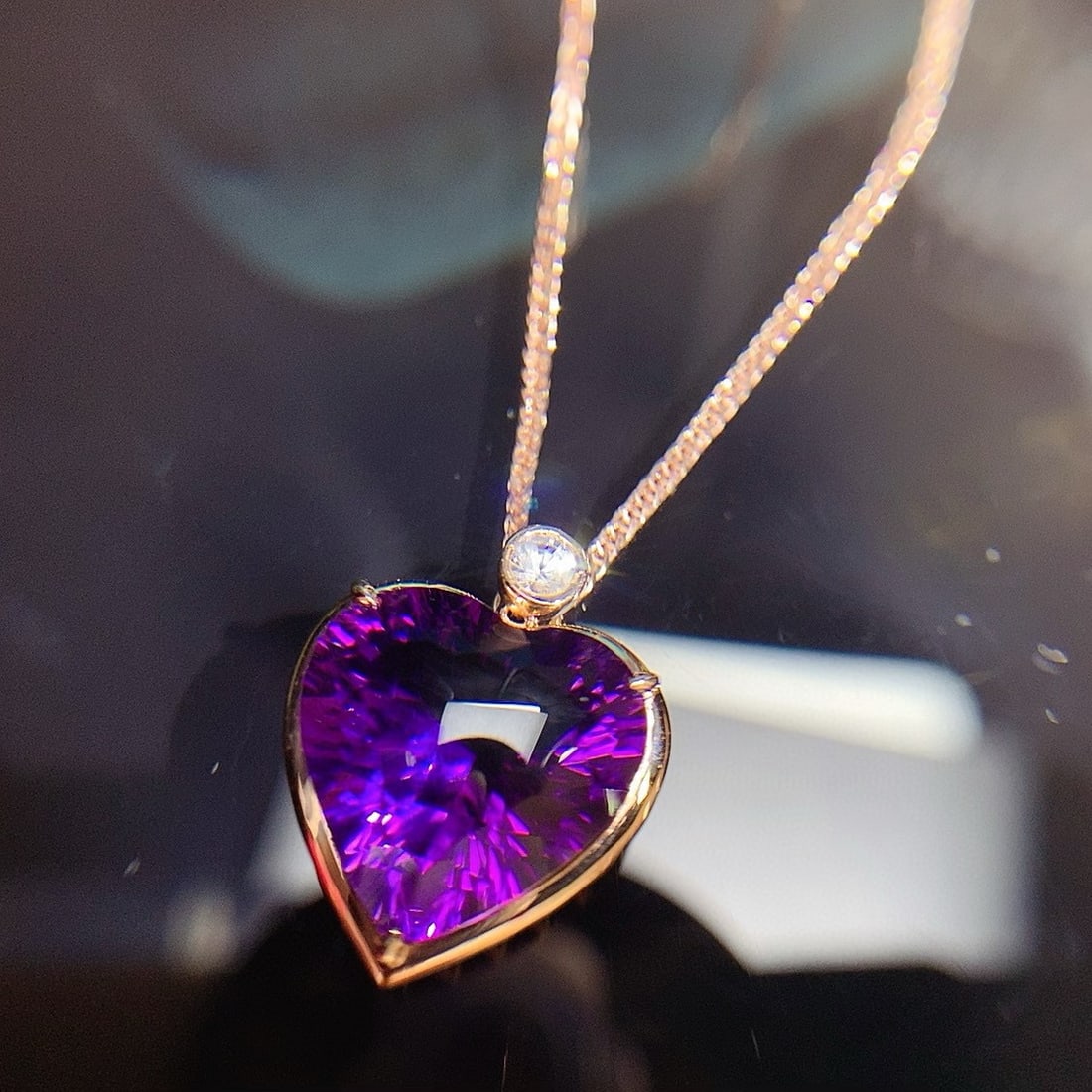 14k Gold 8.80 Ct Natural Amethyst & Sapphire Pendant( Without Chain ) - 5