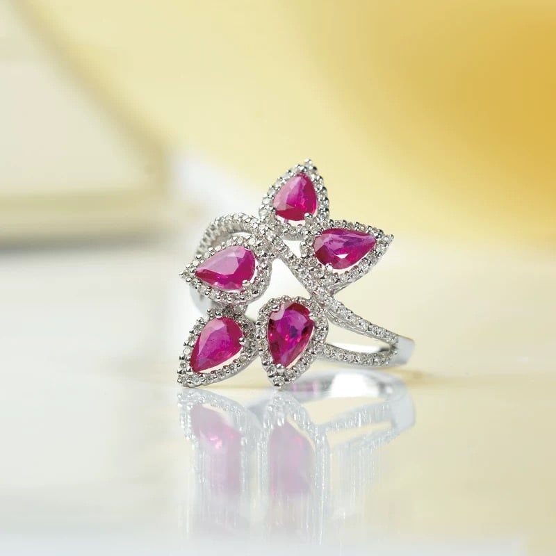 14k Gold 2.42 Ctw Natural Ruby & Diamond Ring - 2