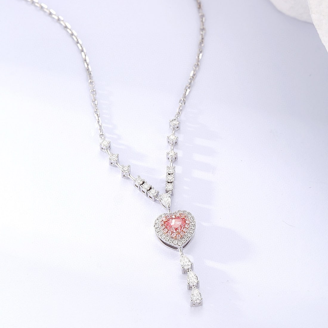 14k Gold 0.87 Ctw Natural Pink Diamond & Diamond Necklace - 3