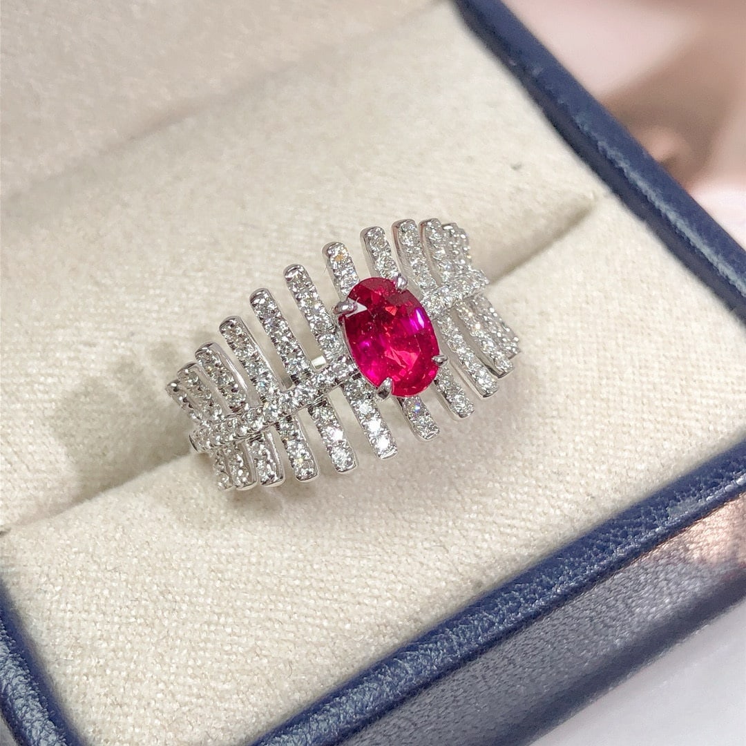 14k Gold 1.45 Ctw Natural Ruby & Diamond Ring - 7