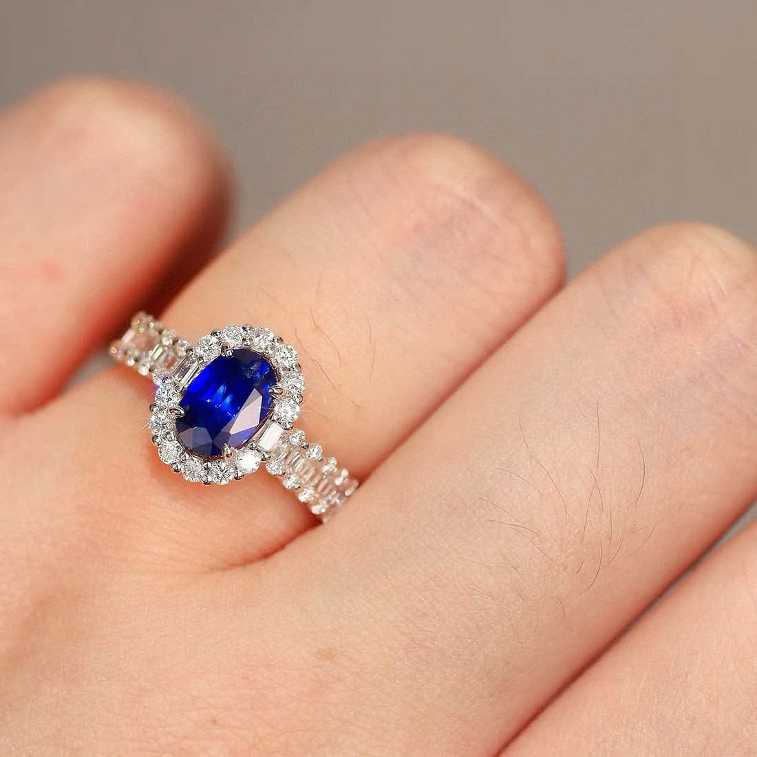 14k Gold 1.70 Ctw Natural Sapphire & Diamond Ring - 6