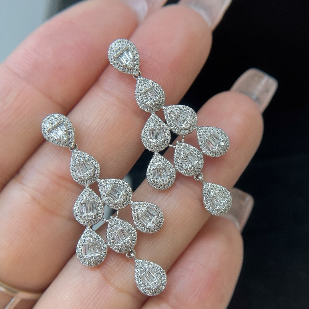 14k Gold 2.15 Ct Natural H Diamond Earrings - 2