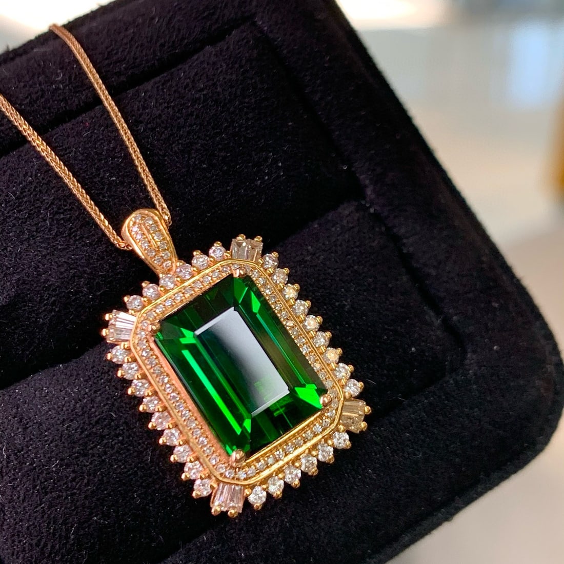 14k Gold 7.01 Ct Natural Tourmaline & Diamond Ring/pendant( Without Chain ) - 3