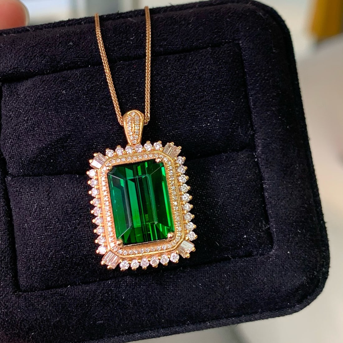 14k Gold 7.01 Ct Natural Tourmaline & Diamond Ring/pendant( Without Chain ) - 4