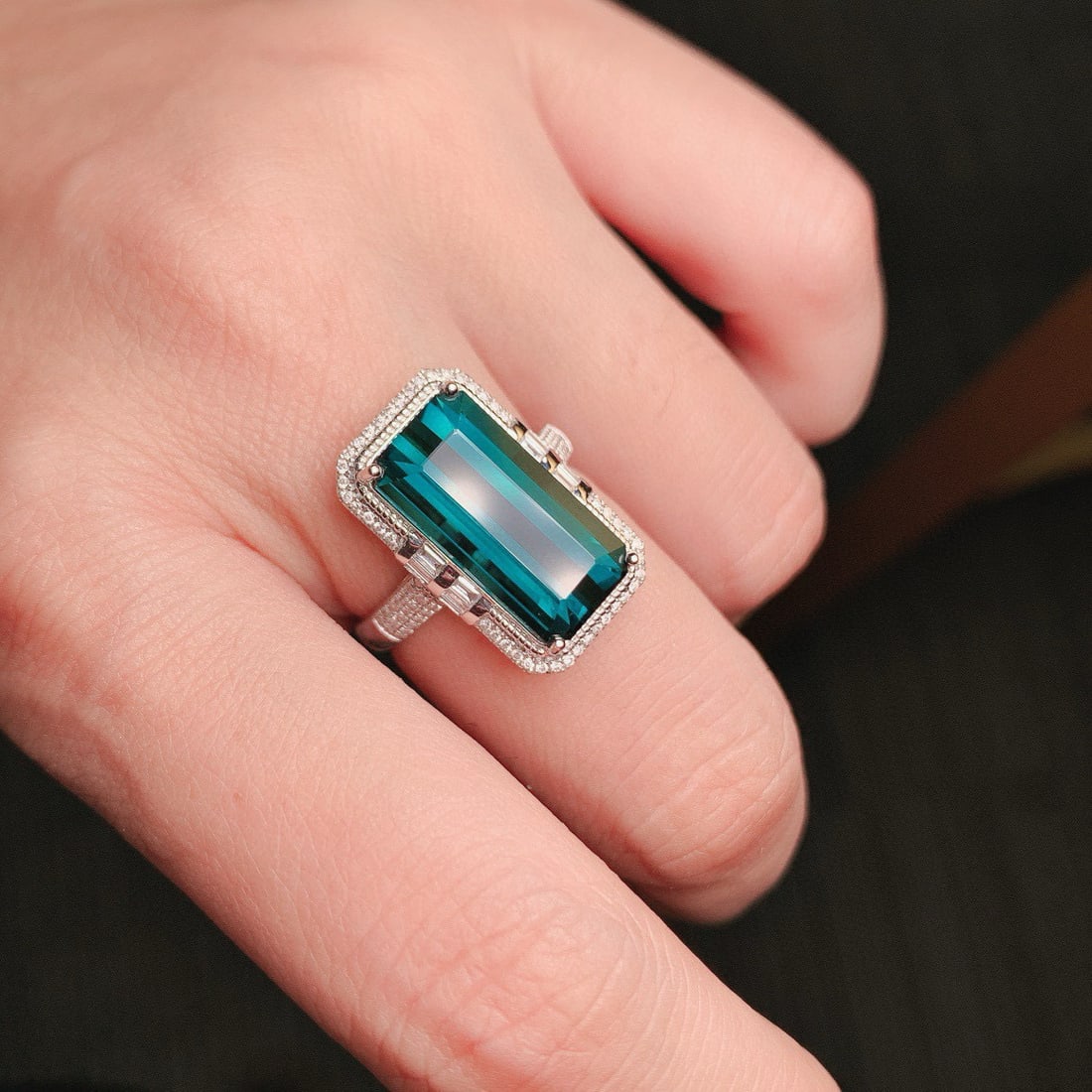 14k Gold 7.39 Ctw Natural Tourmaline & Diamond Ring - 5