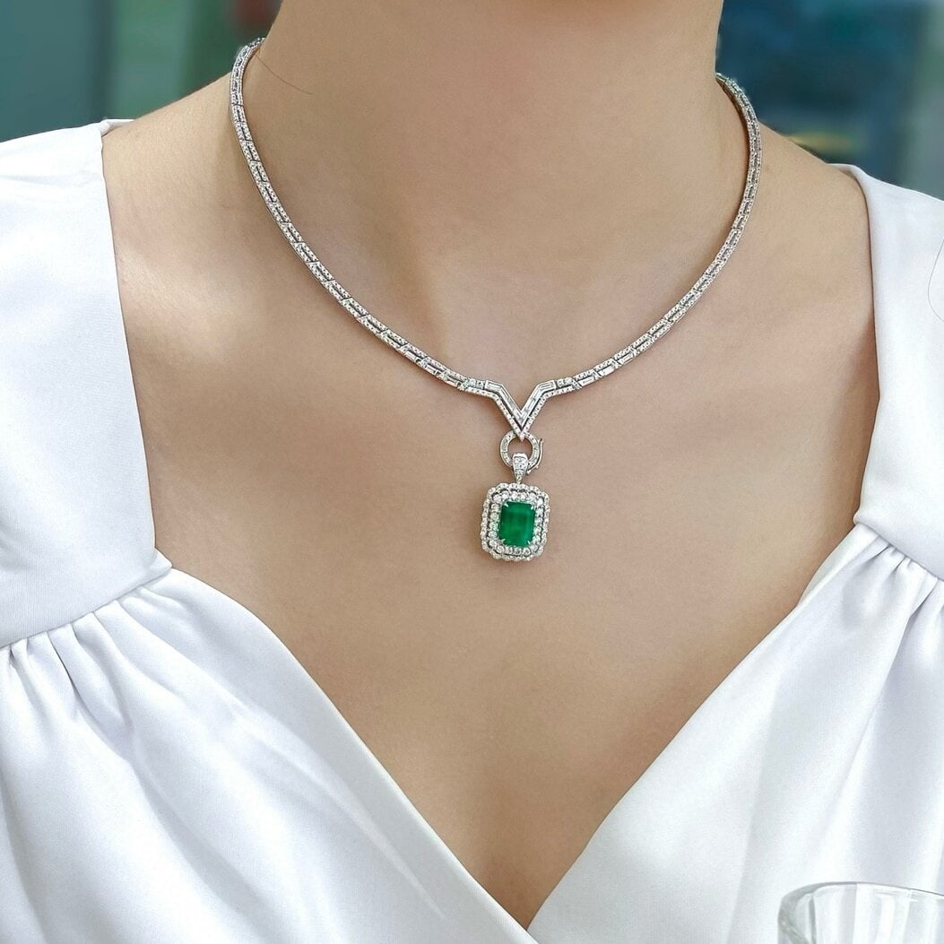 14k Gold 3.63 Ctw Vivid Green Natural Emerald & Diamond Ring/pendant( Without Chain ) - 2